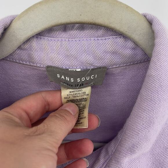 Sans Souci heavy weight mom long sleeve button down jean shirt jacket shacket M - Picture 5 of 6
